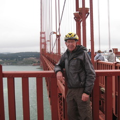 Don at the Golden Gate Bridge on a trip to San Francisco with Roslyn, Frieda, Karl, and Niki, August 2010.