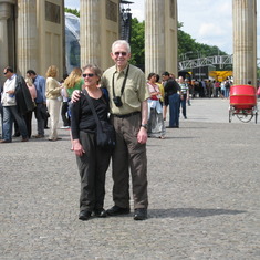 Don and Ros in front of the Brandenburg Gate, Germany 2009.