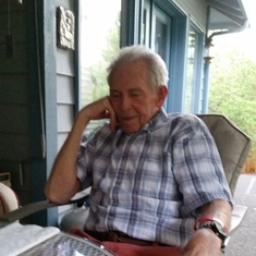 Dad enjoying his back porch.