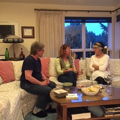 Roslyn, Cindy, and Janet helping Don celebrate, Oct 2015.
