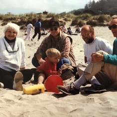 Sharing some Neskowin beach time with Bernie and Don in 1991.