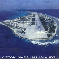 Eniwetok is a large coral atoll of 40 islands in the Pacific Ocean, and with its 850 people, forms a legislative district of the Ralik Chain of the Marshall Islands. Its land area totals less than 5.85 square kilometres (2.26 sq mi).