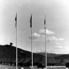 Flag entrance by camp