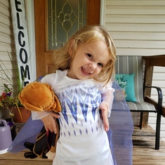 Quinn, age 3, all ready as "Queen Elsa!"