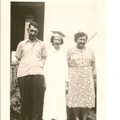Don's sister, Dorothy, after her graduation with their parents, John and Helen.