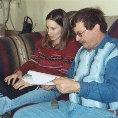 Dad & Keri working on Harbrack Website 2002