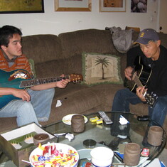 Dad and Michael playing guitar, Thanksgiving 2008