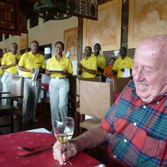 dads 80, Kilaguni staff celebrating with "mzee"