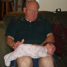 Papaw trying to soothe an upset Maddie