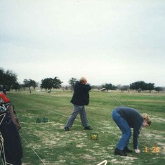 Dad and Jana Golf 2000: Out there in a suit and tie hitting golf balls with me because I wanted to...he'd do anything for us!