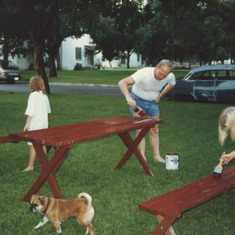 Dad, Heather and Jana Painting 1987: Princess had to make sure she got in the picture too!