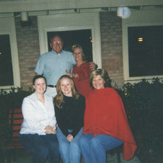 Dad and his girls Dec 2004: Love the bunny ears Angie is giving :)