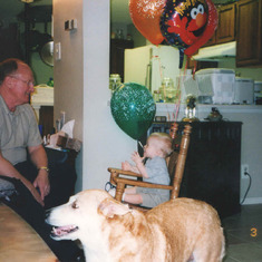 Dad and Matthew Mar 2002 - I love this picture of two of my favorite guys in the world <3 Matthew looks so happy with his 1st year birthday present (the rocking chair)
