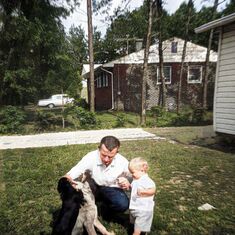 Don and Michael Hill with dogs