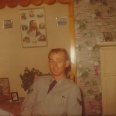 Donald Ray Hill on wedding day in living room