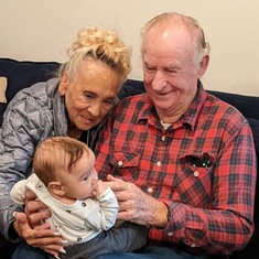 Nancy and Don Hill meet Great-Grandson Micah Hill for the first time.