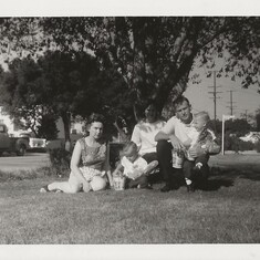 Hazel Hill Skaggs, Michael, Nancy, Don and Ray Hill Easter under the tree