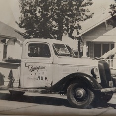 Sidney Hill, Donald Ray Hill's Dad, with his Dairy truck