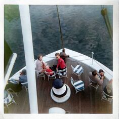 Pansy Jones, Michael, Ray and Nancy Hill on steamship at Disneyland