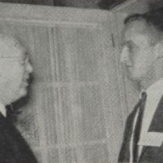 Talking with Dr. Crosen, Dean of Faculty, as a sophomore in 1956