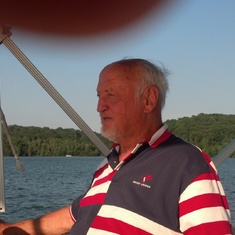 Piloting his beloved pontoon boat, 07/06/2012
