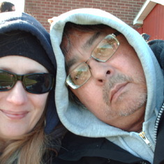 Me & Donn at the grandkids' soccer game.  We were cold.  We obviously just got up and left right away because Donn's face is all bristlely.