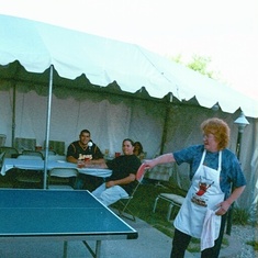 Ping pong match at my graduation party