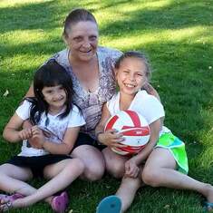 Ava & Bryana with grandma at the park