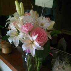 Some flowers someone sent to Donna after she passed.