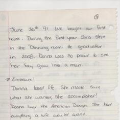 Donna's Eulogy "My tribute to Donna" Page 4 -- The End Love You Donna Forever!