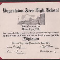 Donna's 1984 H.S. Diploma