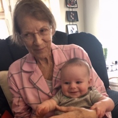 Donna sure loved babies.  This is Aidan Verska with Donna.