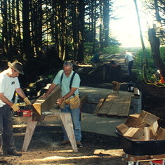 Don and Doug building the new Mill Creek Bridge at Ten Mile in 1994
