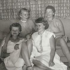 Mom with her besties, back Helen and LaNell, Catherine next to mom