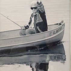 Doris was always fishing whenever possible. This photo was taken out on Hatcher lake in Pagosa Springs.