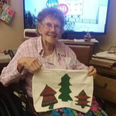 Doris and one of her Christmas pillows 9/11/19