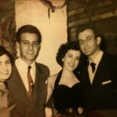 Mom (center) with her best friend Barbara Licata with their dates for that evening. No, that is not my dad. Circa 1950
