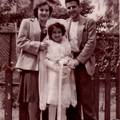 At her sister's First Holy Communion with brother John, too. Circa 1947