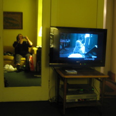 Amy in the Old TV Room with New TV