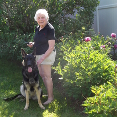 Mom and Daisy in the Garden at Apple Blossom