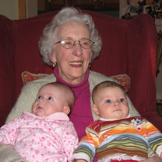 Gram holding Katie and Elinore