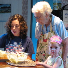 Gram putting Jennifer and Elinore to work and then hovering to make sure we did it JUST right.