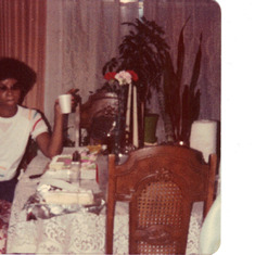 Mama and Vonnice chilling the dinning room at home 1346 Parkwood Pl., NW, November 1983.