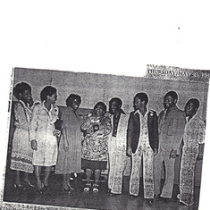 Our pic was placed in the newspaper.  Left to right, Carol (holding Trina) Vonnice, Debbie, Mama, Dadda, Clarence, Wesley, and Michael.