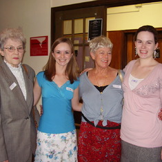 D.Ann & Marilyn with hostesses at Miller alum tea 2007