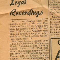 1947 Marriage license newspaper