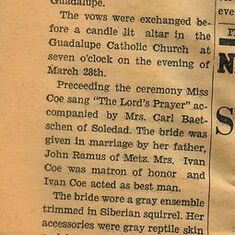 1947 Wedding newpaper