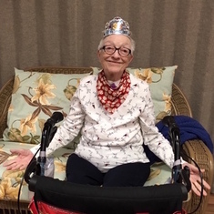 Dottie ready for her 83rd Bday party, Nov 2018