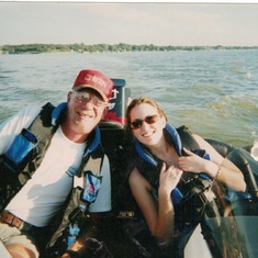 Doug and Jessica out in the bass boat.