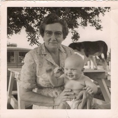 Doug as an infant with his Grandma Barnum.